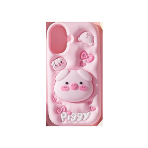 Kawaii 3D Pig Phone Case with Stand and Grip for iPhone 16, Cute Cartoon Animal Phone Cover for Girls, Boys, Kids, Teens, and Women's Pink