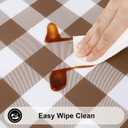 Smiry Round Picnic Tablecloth, Elastic Waterproof Fitted Vinyl Tablecloths for 36"-44" Tables, Flannel Backed Buffalo Plaid Table Cover for Dining, Camping, Outdoor, White and Brown