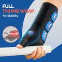 FEATOL Carpal Tunnel Wrist Brace Night Support, Thumb Spica Splint Right Hand for De Quervains Tenosynovitis, Tendonitis, Thumb Brace for Women Men, Black Blue, Small/Medium