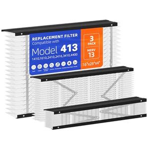 3 Pack 413 Replacement Filter, Compatible with AprilAire 413 Whole House Air Purifiers Models,1410,1610,2410,2416,3410,4400,MERV13 HVAC Furnace Filter Replacement,Actual Size:16"x28"x4" Air Filter