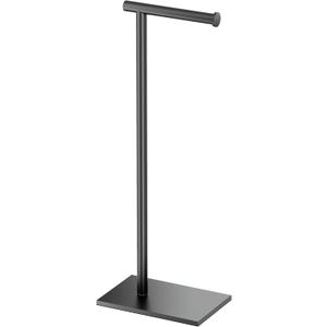 Gatco 1431MX Modern Square Base Toilet Paper Holder Stand, Matte Black, 22.25"H