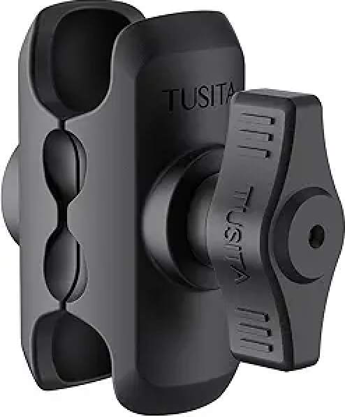 TUSITA Double Socket Arm 1" - B Size Short, GPS Compatible, Vehicle Mount, Black, Aluminum, Adjustable, Rotatable