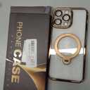 Compatible with iPhone 16 Pro Max Case with 360 Spin Magnetic Ring Stand [Compatible with Mag-Safe] Camera Lens Protector Plating Clear Phone Case for iPhone 16 Pro Max 6.9", Desert Gold