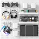 Pegboard Combination Kit, 25.2" x 25.2" Wall Mounted Storage Set with 4 Pegboards & 20 Accessories Hanging, Peg Boards Organizer (White)