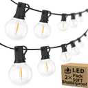 100ft 2-Pack Outdoor G40 LED Globe String Lights Dimmable Waterproof Shatterproof Light Strings with 52 Bulbs Connectable Commercial Hanging Lights for Christmas Patio House Backyard Balcony Party (100FT(50*2), Black)