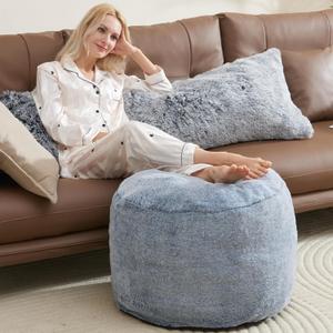 WSOFRLAC Round Pouf Ottoman Foot Rest Plush Ottoman Footstools for The Living Room Ottomans Stuffed Full of Foam Blocks 26"x18" Large Foot Stool Dark Grey Footrests Hassocks and Ottomans Set