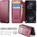 for Samsung Galaxy S26 Ultra Wallet Case Compatible with Magsafe, PU Leather RFID Blocking Card Holder Shockproof Magnetic Women Men Wallet Phone Case Cover for Galaxy S26 Ultra, Wine Red