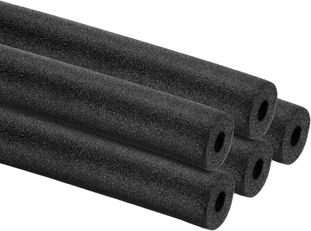 uxcell 5 Pcs Pipe Insulation Foam Tube, 1/4" ID x 1/4" TK x 3.3Ft Hollow Tube Covers for Outdoor Winter Freeze Protection Hot Cold Water Pipe, Black