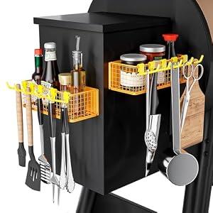 HIQCVOU Magnetic Storage Bin for Traeger Grills, Traeger Accessories Compatible with Traeger Pro 22, Pro 34, Pro 575, Pro 780, Ironwood 885/ 650 & Z GRILLS, PIT BOSS Wood Pellet Smoker (Yellow 2 Pack)