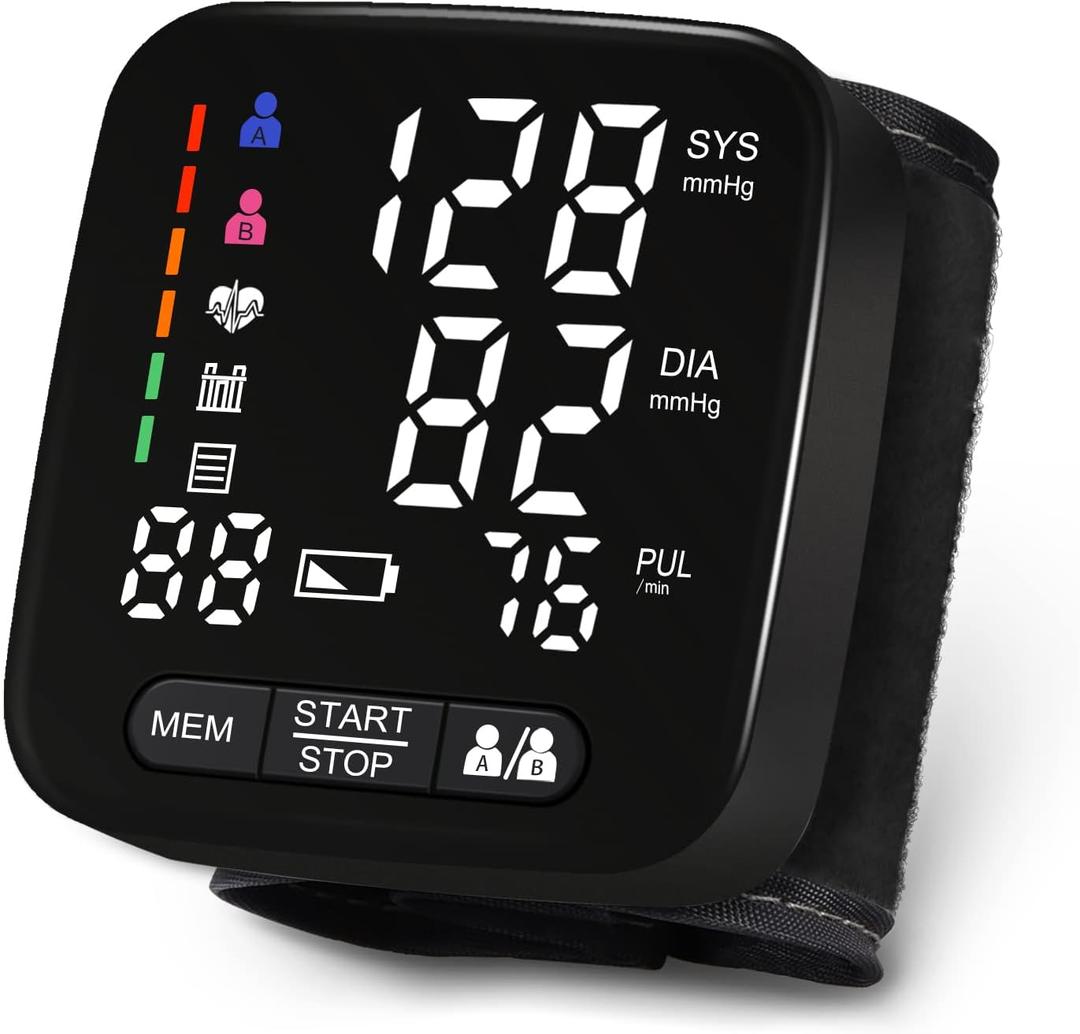 Wrist Blood Pressure Monitor, Tovendor Home Automatic Blood Pressure Cuff Wrist with 2 AAA Battery and Portable Carrying Case, 2 * 90 Reading Memory Dual Users Mode