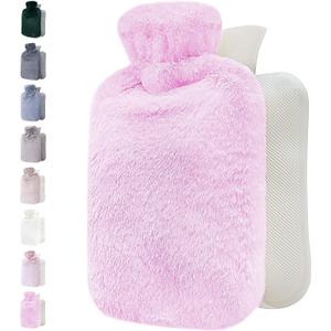 Qomfor Hot Water Bottle with Soft Cover - 1.8L Large - Classic Hot Water Bag for Pain Relief, Neck and Shoulders, Feet Warmer, Menstrual Cramps, Hot and Cold Therapy - Great Gift for Girls - Purple