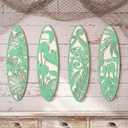 Geetery 4 Pcs Surfboard Wall Decor Carved Hollow Wooden Tropical Beach Art 19.7 x 5.5 Inch Surf Board for Beach Room Living Room, Green