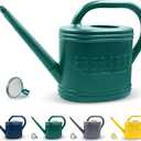 Watering Can for Indoor & Outdoor Plants, Plant Watering Can with Stainless Steel Shower Head, 1 Gallon Plastic Watering Can for Garden, Flowers, Vegetable, Greenhouse (Dark Green, 1 Gallon)