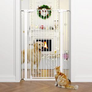 51" Extra Tall Cat Gate 28.5"-35" Wide, Auto Close, Pressure Mounted, for Cats & Small Dogs, Hallway, Stairs, Kitchen,Pet Gate,White