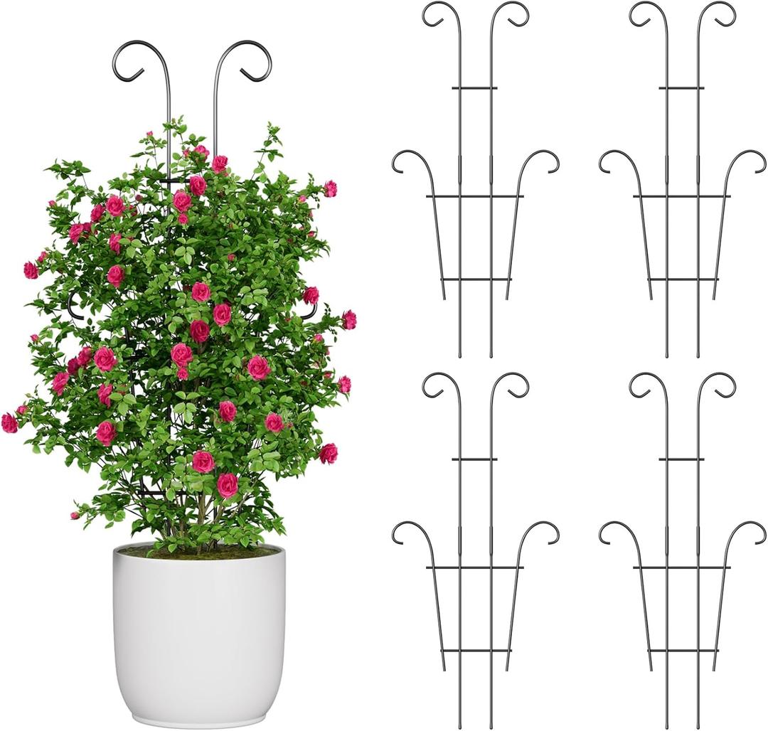 Larger 23.6in Taller Plant Trellis for Climbing Plants Indoor, 4 Pack Metal Garden Trellis for Potted Plants, Rustproof, Larger, Sturdy Climbing Plant Support for Indoor & Outdoor Houseplants