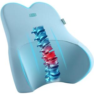 Skechers Air-Cooled & Memory Foam Lumbar Pillow,Lumbar Support Pillow for Office,Chair Lower Back Pain Relief Lumbar Pillow,Ergonomic Design Back Support Pillow for Office Chair,Car,Home,Travel,Blue