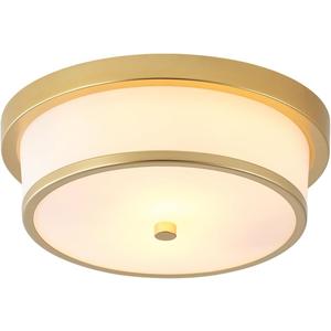 12 inch Flush Mount Ceiling Light, 2-Light Close to Ceiling Light Fixtures with Gold Finish for Bathroom Bedroom Kitchen Hallway (Gold)