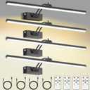 4 Pack Picture Lights for Wall, 23in Art Lighting for Paintings Cordless, 6400mAh Rechargeable Battery Operated Picture Light with Remote Dimmable and Timer for Artwork, Gallery, Display, Black