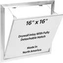 Best 16" x 16" Drywall Inlay Access Panel - Invisa Hatch™ Wall and Ceiling Access Door, 5/8" Drywall Insert, Fully Detachable Hatch, Touch Latches, Open Pin Hinge, Aluminum Mill Finish, BA-IVH