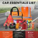 VCANENERGY Car Emergency Safety Kit Bag with Portable Air Compressor, Jumper Cables,First Aid Kit, Tire Pressure Gauge, Auto Vehicle Safety Road Side Assistance Kits Essentials,for Women, Men, Teen