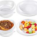 Hushee Adaptive Spill Proof Scoop Bowl and Plate Set with Suction Base Non Skid Self Feed Dinnerware for Elderly Disabled Handicapped from Parkinsons, Dementia, Stroke, Tremor(2 Sets,White)