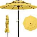 10FT Patio Umbrella 3 Tiers Outdoor Market Umbrella w/Push Button Tilt, Crank, UV and Waterproof Table Umbrella for Garden, Pool, Backyard, Deck, Lawn, Sunshine Yellow