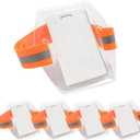 5 Pcs Arm Badge Holder Armband ID Card Wristband High Visibility PVC Identity Clip with Reflective Stripe Adjustable Strap for Ski Work Pass