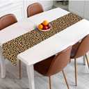 HOSNYE Table Runner Fashion Leopard Fur Pattern,Cotton Linen Table Runner Decoration for Kitchen Family Dinner Table Holiday Party Farmhouse Style 13 x 72 Inch