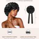 2 x Silk Bonnet for Sleeping Women Double Layer Hyaluronic Acid Satin Bonnet with Adjustable Tie Band Sleep Cap for Curly Hair (Black)