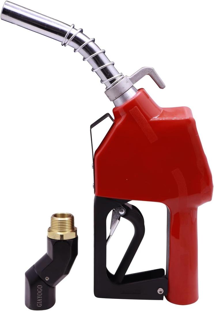 3/4" Inch Red NPT Automatic Shut-Off Fuel Nozzle,Fuel Hose Swivel,16GPM High Flow,BP Hand Guard,Hanging Hook 13/16" Spout,Fuel Transfer Pump Nozzle For Gasoline,Diesel,up to B20,E15,Kerosene