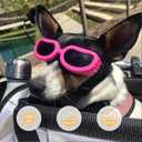 PETLESO Small Dog Sunglasses, Adjustable Foam Frame Dog Goggles for Small Breeds, Pink, UV Protection, Outdoor Riding Driving, S Size