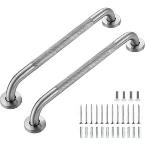 Grab Bars for Shower, 2 Pack 18-Inch Anti Slip Shower Handles for Elderly, Safety Shower Grab Bar, Stainless Steel Handicap Grab Bars for Bathroom,Toilet (Brushed Nickel, 1" Diameter)
