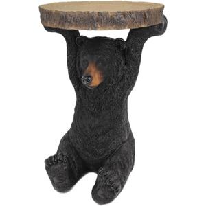 American Black Bear Side Table Pedestal End Table Stool Resin Bear Statue Hand Painted Sculpture Home Office Living Room Decor