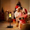 Black Rechargeable Cordless Table Lamp,Portable Modern LED Night Light,Battery Operated Lamp,3 Color Stepless Dimming Up,for Restaurant/Bedroom/Bars/Outdoor Party/Camping/Coffee Shop