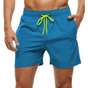 Tyhengta Men's Swim Trunks Quick Dry Beach Shorts with Zipper Pockets and Mesh Lining (30, Peacock-blue)