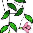 Plants Flower Stained Glass Window Hanging, Artificial Plants Sun Catchers Indoor Window, Stain Glass Suncatcher Hanging,Handcrafted Home Decor (Leaf With Flower)