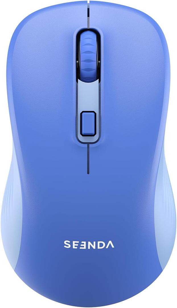 seenda Bluetooth Wireless Mouse, Bluetooth & 2.4G USB Dual Mode, Quiet Clicks, 1600 DPI Smooth Tracking, Ergonomic Design, 24-Months Battery Life, Portable Mouse for Laptop/Mac/Ipad/PC/Tablet-Blue