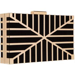 CARIEDO Women Evening Bag Elegant Clutch Purse Exquisite Velvet Metal Hollow out Handbags Prom Wedding Party (1732 Black)