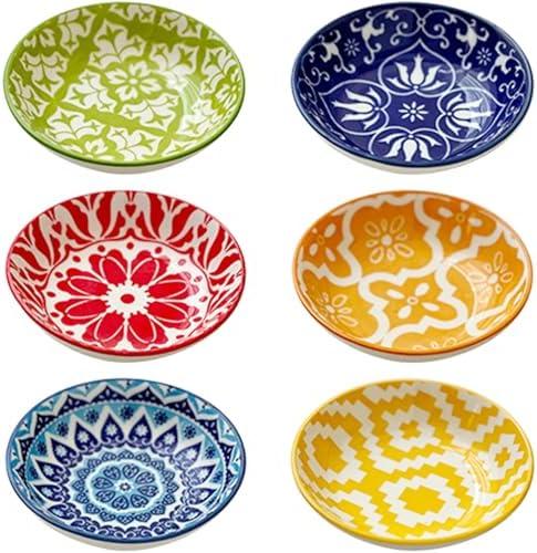 GXIQYL 6PCS Ceramic Dipping Bowls,Small Bowl,Soy Sauce Dish Dipping Sauce Bowl,Little Bowl Sauce Plates Tiny Bowls for Condiments Sushi Dishes Soy Sauces Ketchup Snack Side Dishes Set of 6