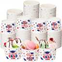 Nuanchu 100 Pack 9 oz Graduation Ice Cream Cups, Congrats Grad Disposable Dessert Bowls, Class 2026 Paper Snack Soup Cups for Hot or Cold Food Graduate Party Supplies(Graduation 2026,Red Blue)