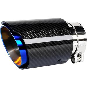 2.5"Inlet 3.5"Outlet Car Exhaust Tips Carbon Fiber Tailpipe Exhaust Pipe Tail Throat Tail Pipe Burnt Need Height>4 Inch Widht>4 Inch