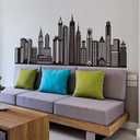 Black City Skyline Wall Stickers - City Building Silhouette Wall Decals - Boys Nursery Kids Bedroom Living Room Wall Decor