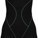 Arena Girls Junior Powerskin Impulso Open Back Racing Swimsuit Full Body Short Leg Tech Suit (24, Black Teal)