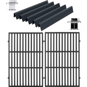 Genesis 300 Grill Parts Kit for Weber Genesis 310 320 Series E330 E320 E310 S310 S320 S330 EP/CEP310 EP/CEP320 EP/CEP330 Grill Parts(2011-2016), 7524 Cast Iron Grill Grates & 7621 Flavorizer Bars (Black-No Burner)
