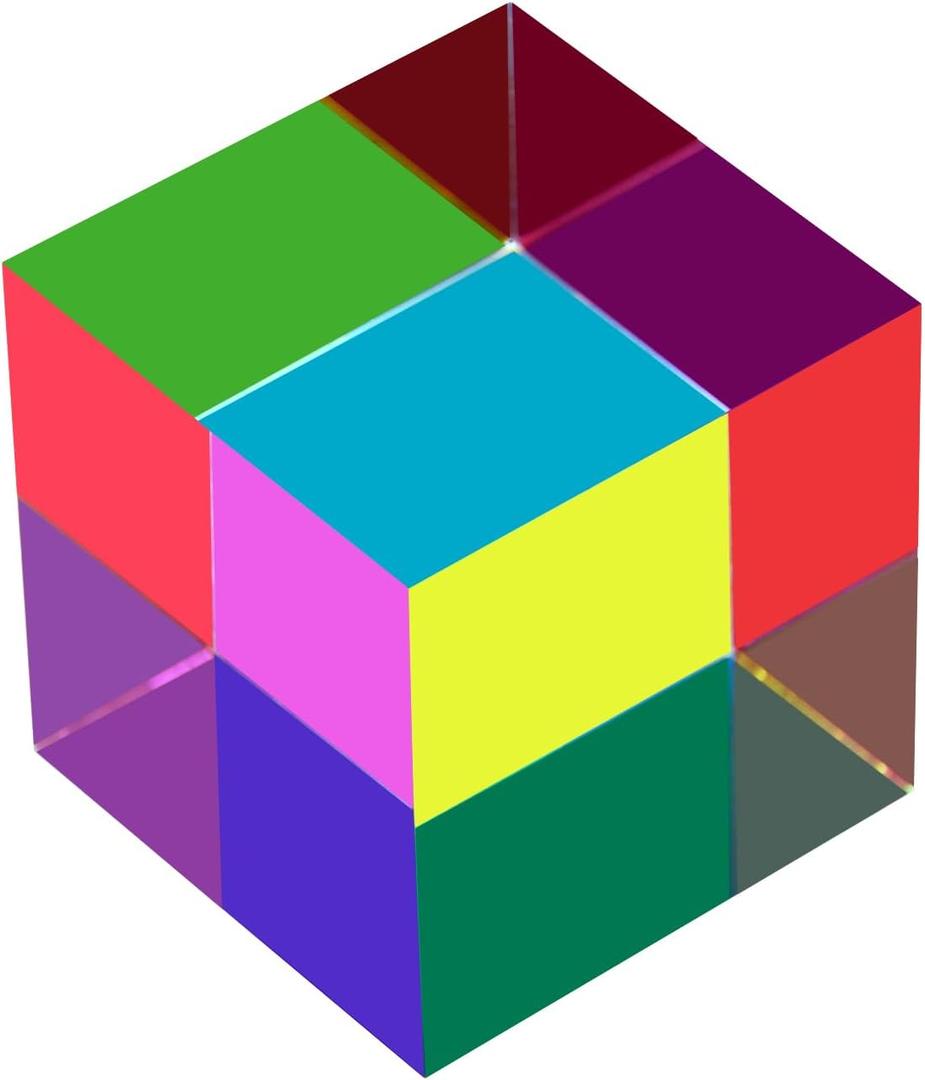 Original Optical Color Cube (40mm) - Cyan, Magenta & Yellow Subtractive Color Mixing- The Mesmerizing Sensory Object for Kid Elderly Teens and Adult