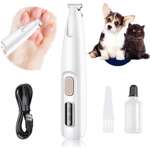 Dog Paw Trimmer,Furry Basics Pet Hair Trimmer,Saffory Dog Paw Trimmer with LED Light,Low Noise USB Rechargeable,Waterproof Pet Hair Shaver for Dogs and Cats (White)