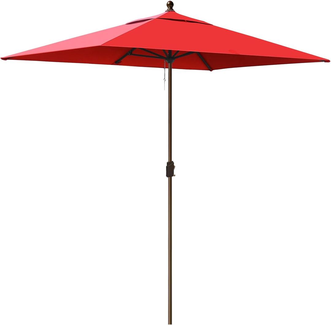EliteShade USA 10-Year-Non-Fading 6.5x10Ft Rectangular Market Umbrella Patio Umbrella Outdoor Table Umbrella with Ventilation, Red