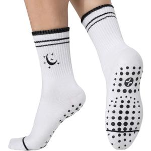 2 x COOLMATE Pilates Socks with Grips for Women, Yoga Socks, Crew Non Slip Women for Barre, Pilates Gifts for Women