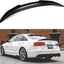 Rear Spoiler Compatible with 2012-2018 Audi A6 S6 C7, PSM Style PSM Style Duckbill Fits for 12-18 4-Door Sedan, Trunk Exterior High Kick Tail Deck Lid Wing Lip (Glossy Black)