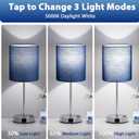 Blue Touch Lamps for Nightstand Set of 2 - Bedside Table Lamp for Bedroom with Dual USB Ports & AC Outlet, 3-Way Dimmable Lamps for Living Room Boys Room, Night Light with 5000K Daylight Bulbs